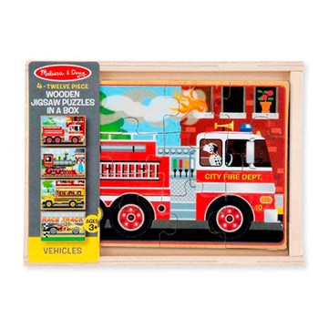Melissa and Doug Vehicles 4-in-1 Wooden Jigsaw Puzzles