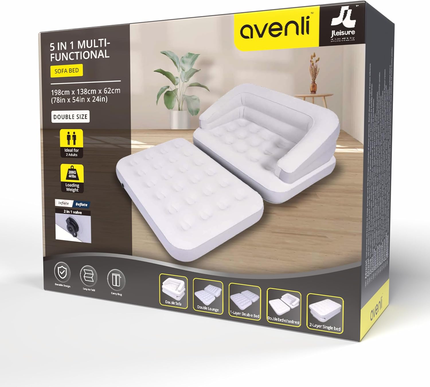 Jilong - 5 IN 1 Inflatable Sofa Bed - White