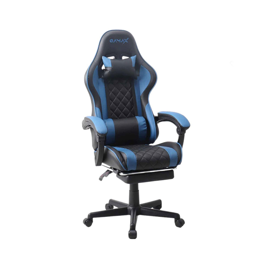 Gamax Gaming Chair Model 1-LT001L with Linkage Function Armrest & Retractable Footrest - Blue