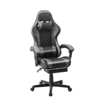 Gamax Gaming Chair Model 1-LT001L with Linkage Function Armrest & Retractable Footrest - Grey