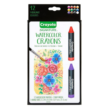 Crayola Signature Premium Watercolor Crayon Sticks & Paintbrush 12 Count