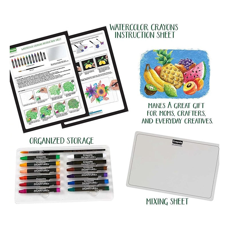Crayola Signature Premium Watercolor Crayon Sticks & Paintbrush 12 Count