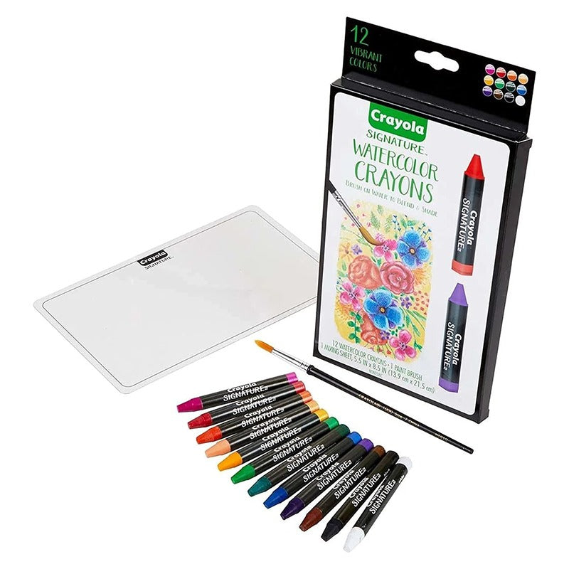 Crayola Signature Premium Watercolor Crayon Sticks & Paintbrush 12 Count