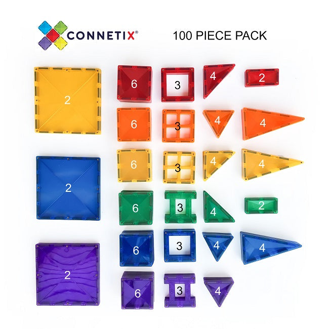 Connetix - Magnetic Tiles Building Set - 100 Pcs