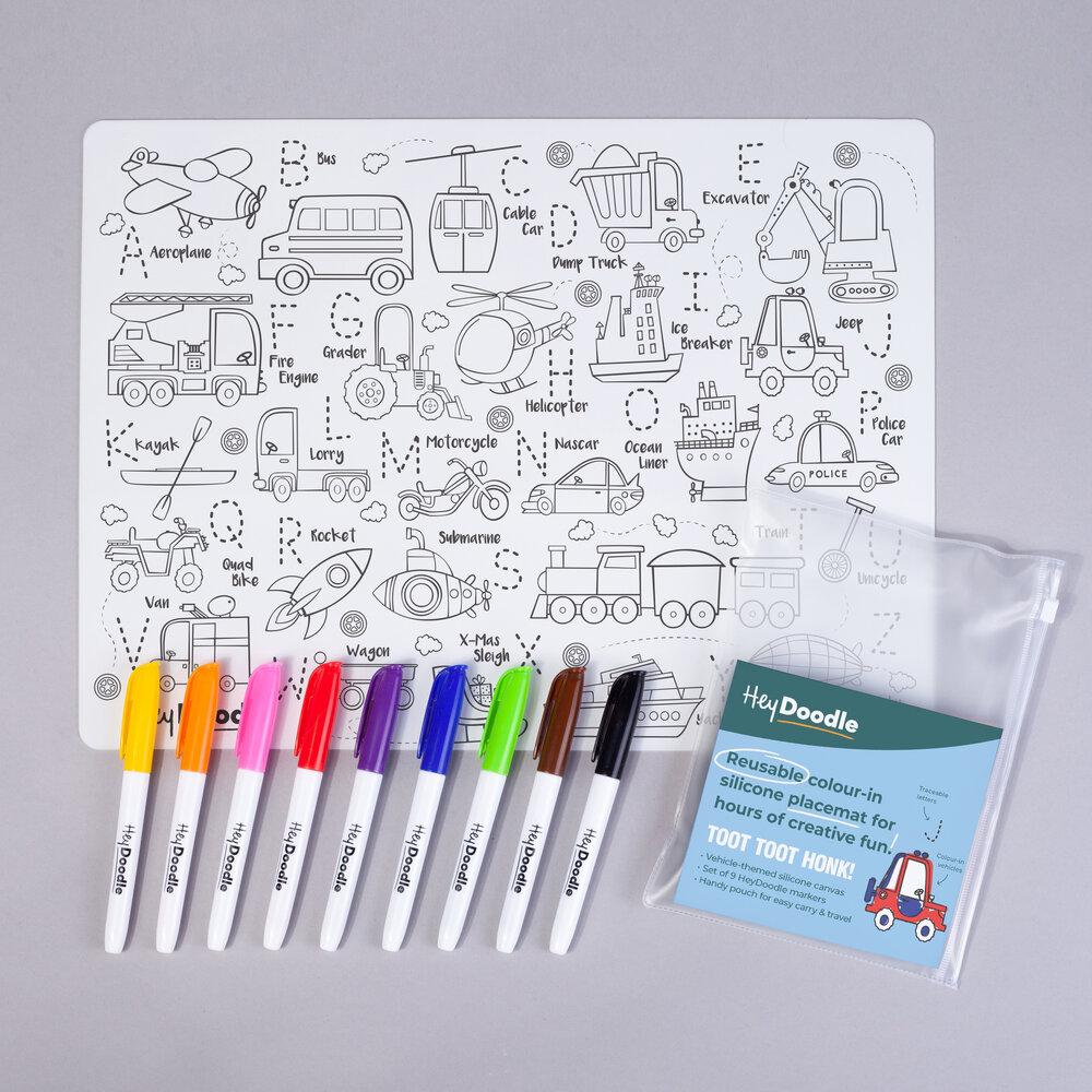 HeyDoodle Vehicles Silicone Mat Colouring