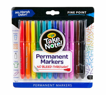 Crayola Take Note Water Based Permanent Markers - 12 Pack