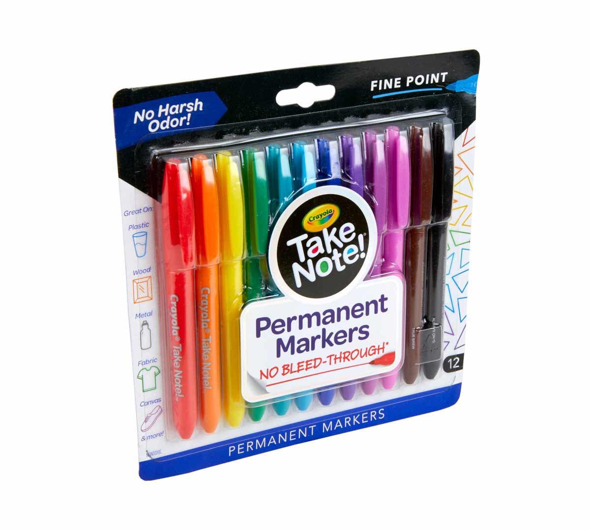 Crayola Take Note Water Based Permanent Markers - 12 Pack