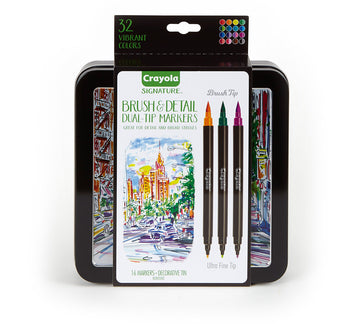 Crayola Signature Brush & Detail Dual Ended Markers - 16 Pack