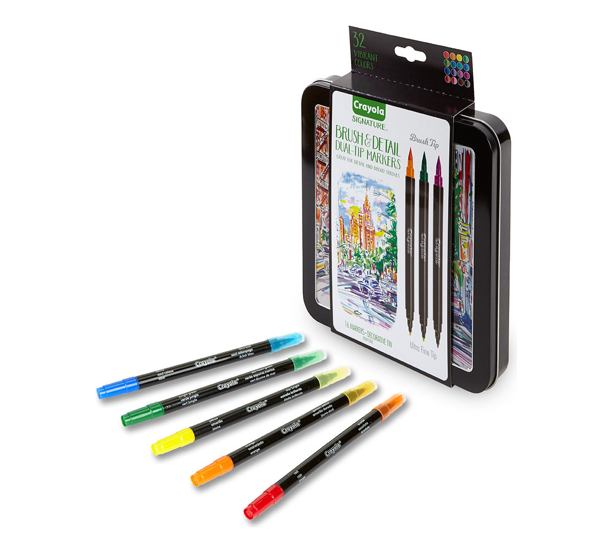 Crayola Signature Brush & Detail Dual Ended Markers - 16 Pack