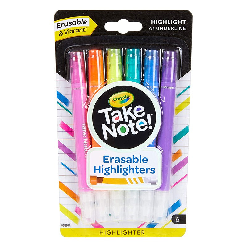 Crayola Take Note Erasable Highlighters Markers 6ct
