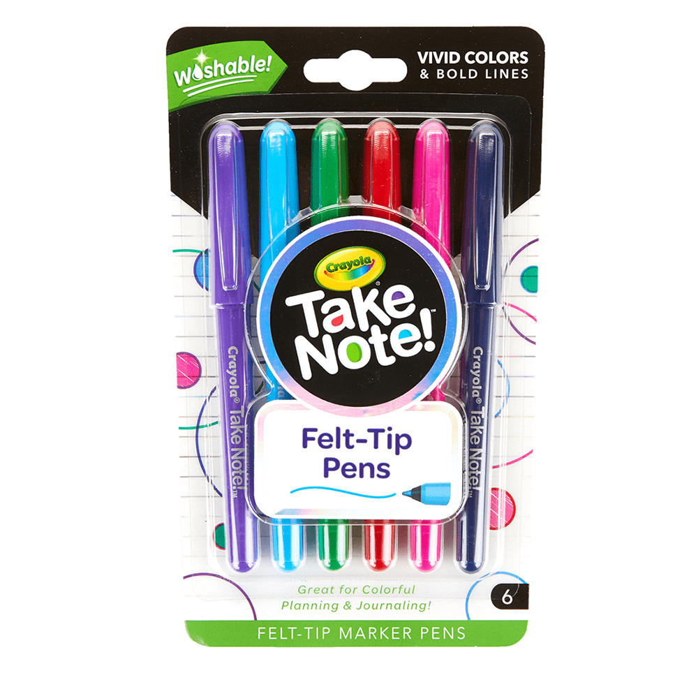 Crayola Take Note Washable Felt Tip Pens -6 Count
