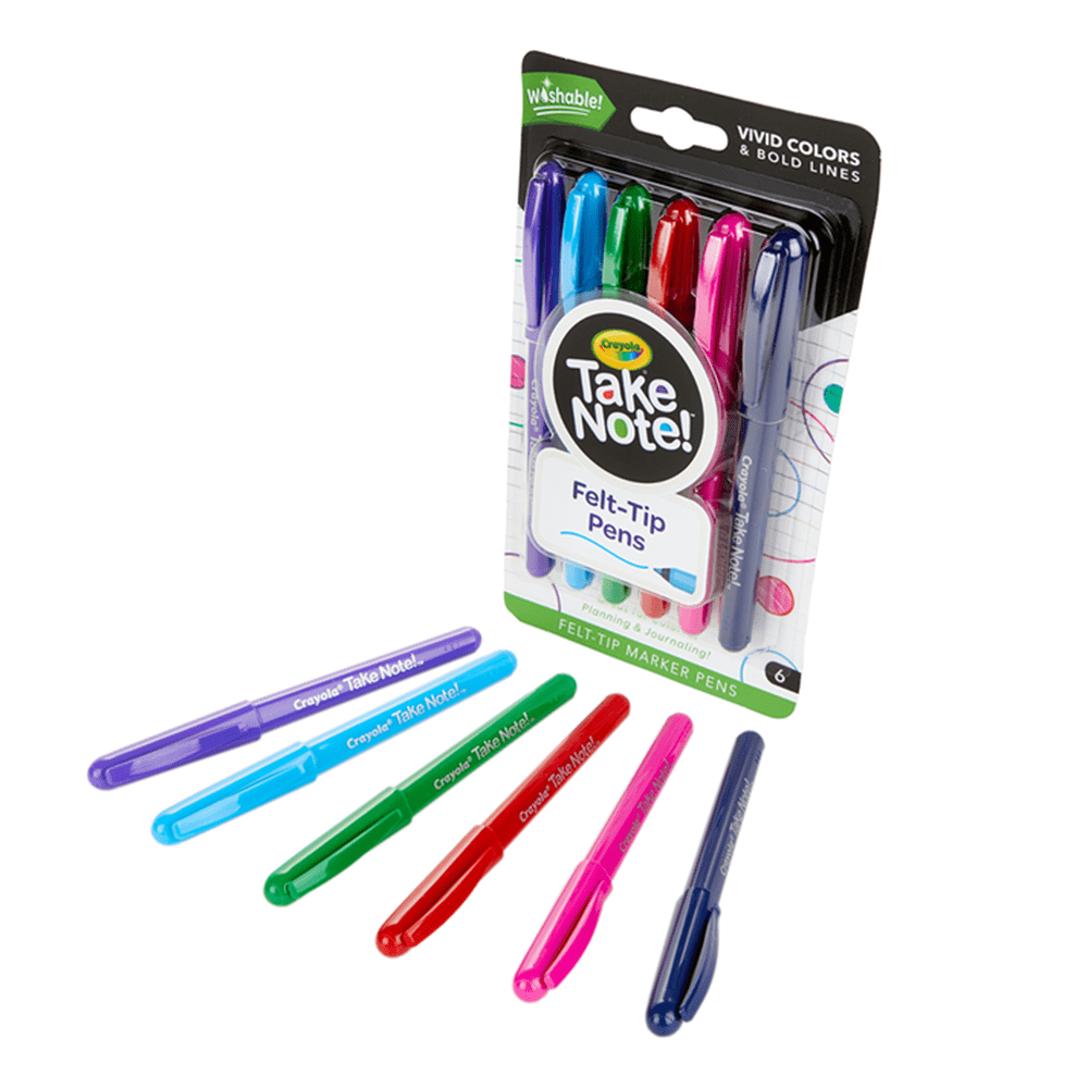 Crayola Take Note Washable Felt Tip Pens -6 Count