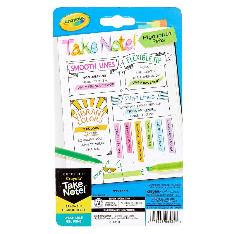 Crayola Take Note Dual-Ended Highlighter Pens (Pack of 6)