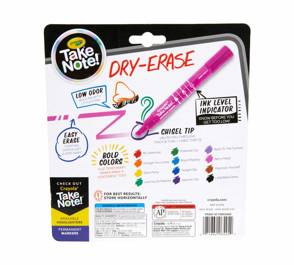 Crayola Take Note Dry Erase Markers Chisel Tip - 12 Pack