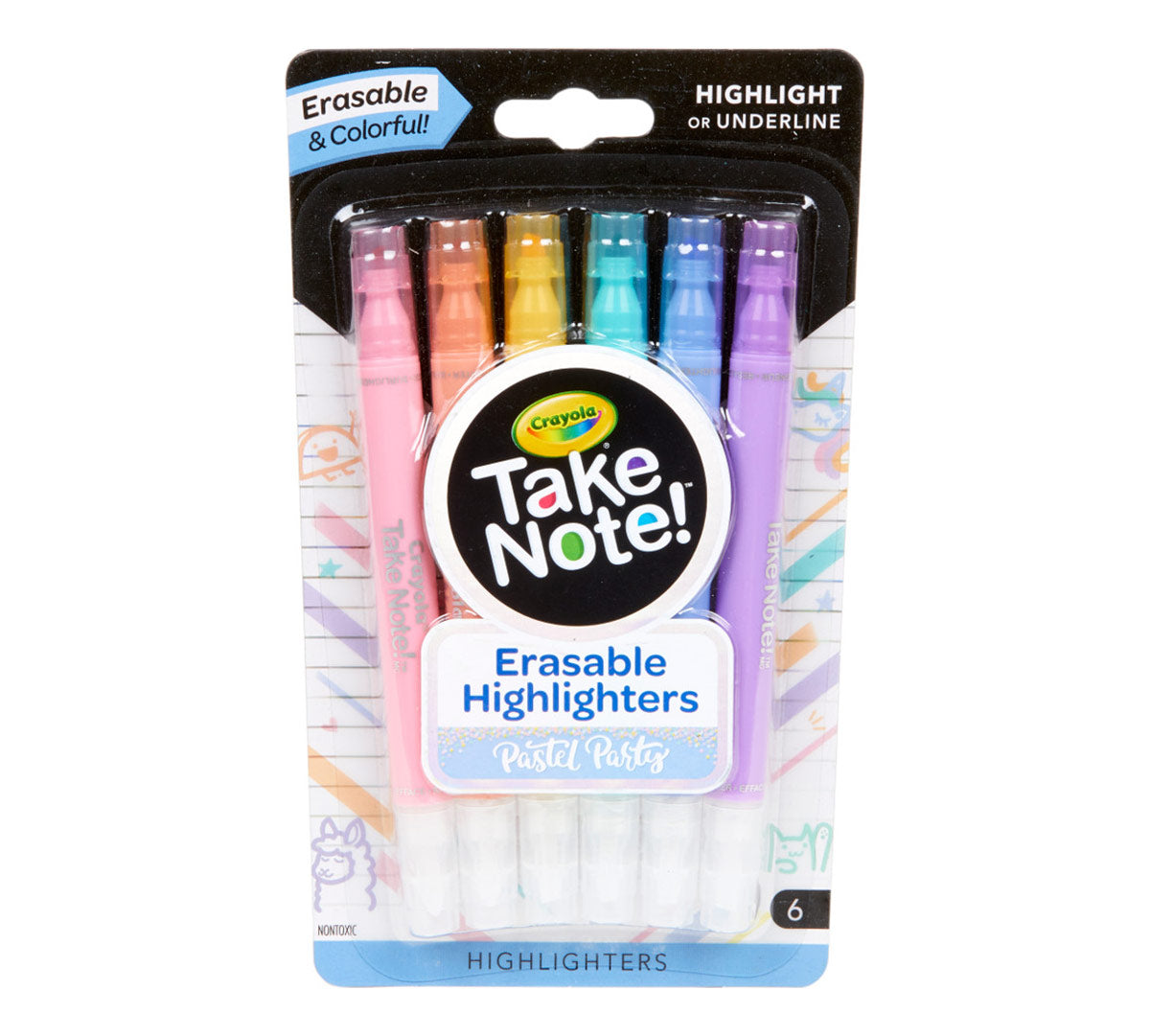 Crayola Take Note Erasable Highlighters Pastel Party - 6 Pack