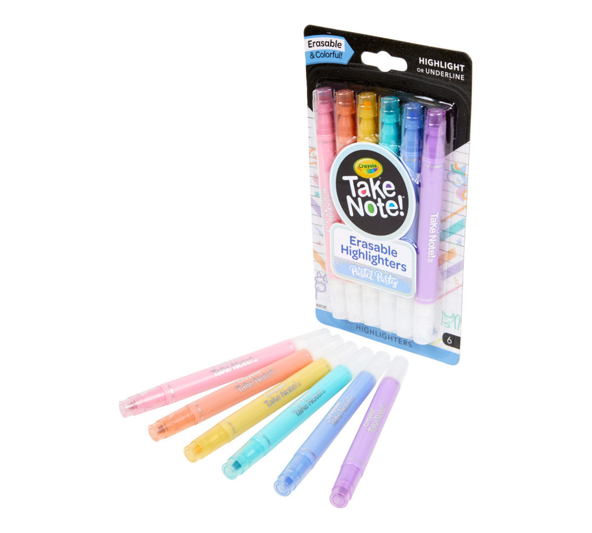 Crayola Take Note Erasable Highlighters Pastel Party - 6 Pack