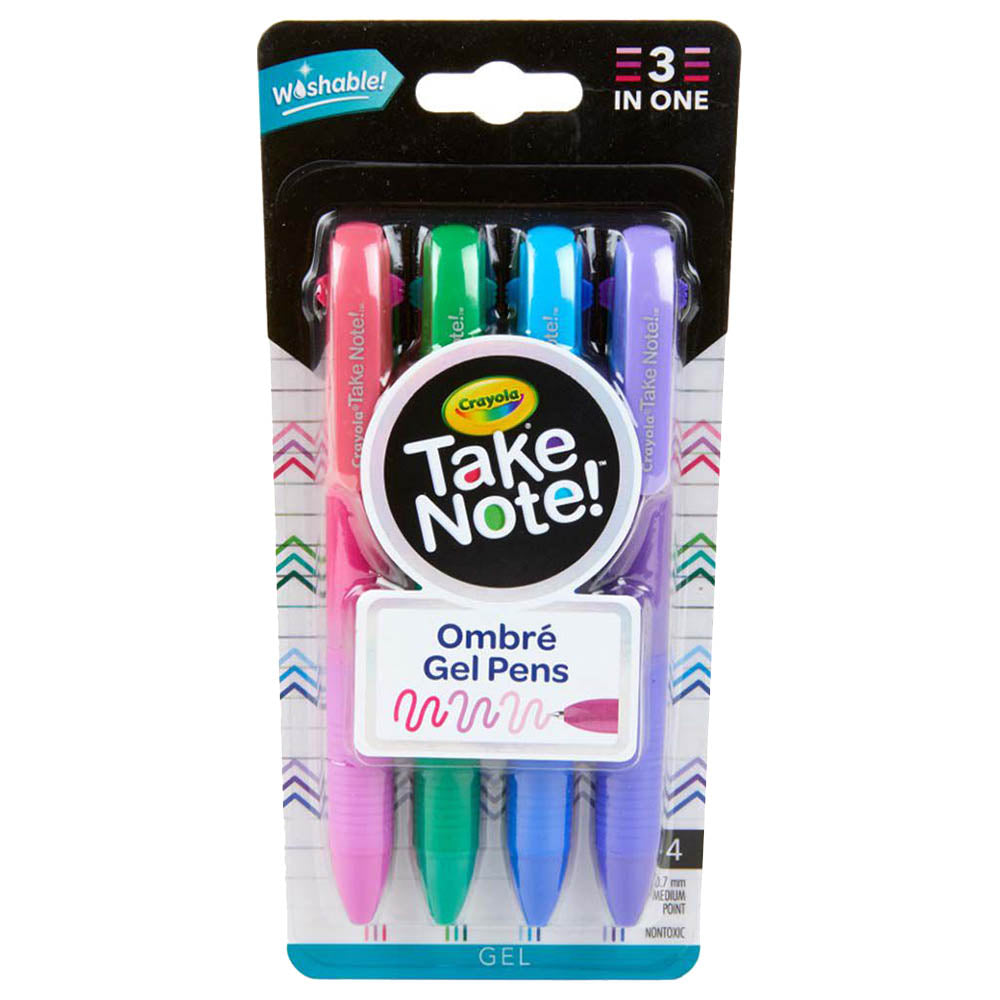 Crayola Take Note Washable Gel Pens Ombre 4pcs