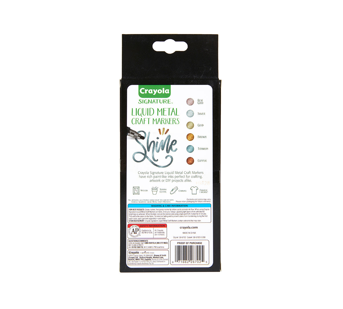 Crayola Signature Liquid Metal Craft Permanent Markers - 6 Pack