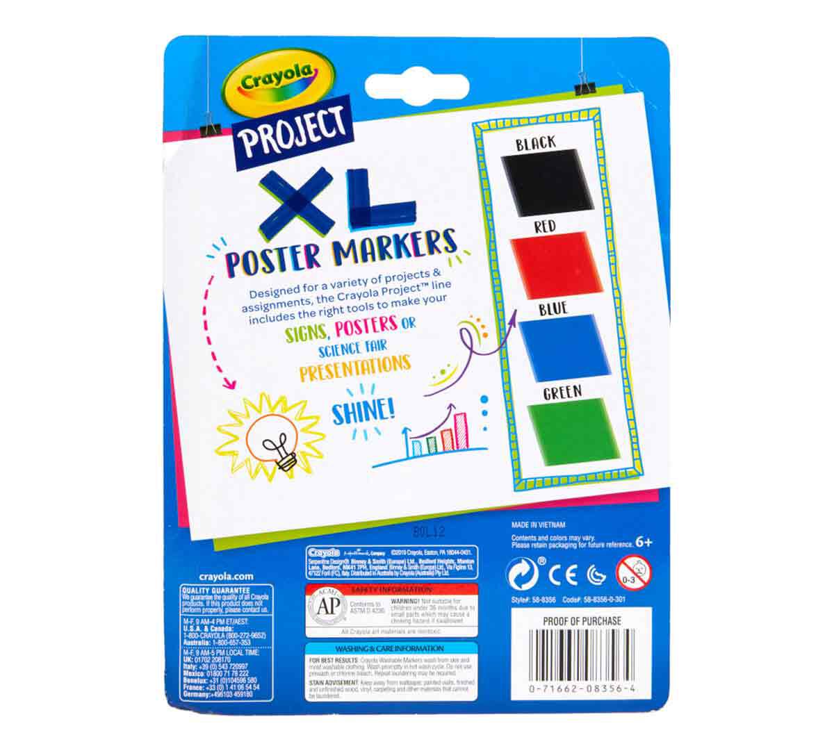 Crayola Project XL Poster Marker - 4 Colors