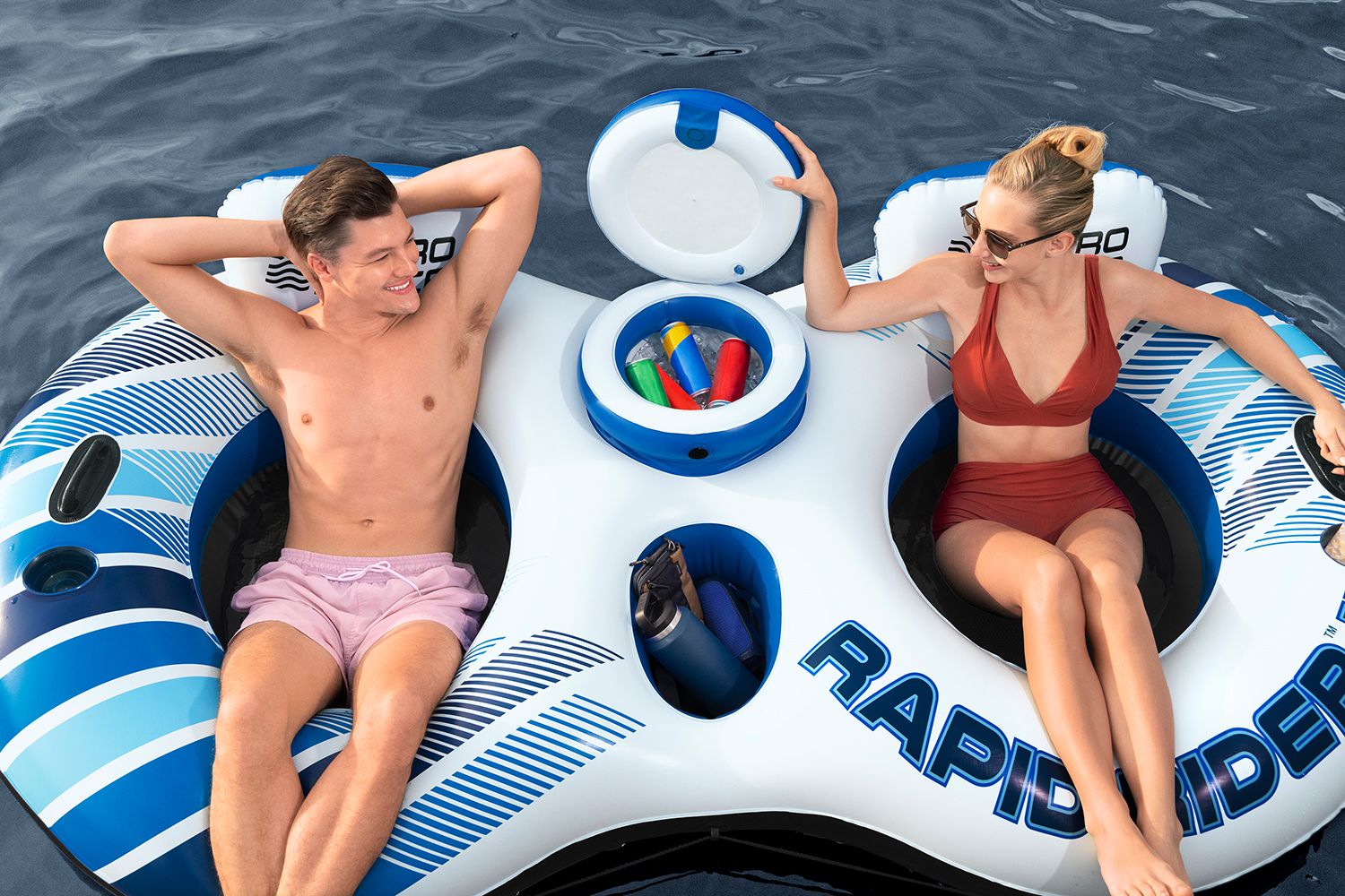 Hydro Force® 2-person swim ring Rapid Rider™ II with backrest 251 x 132 cm
