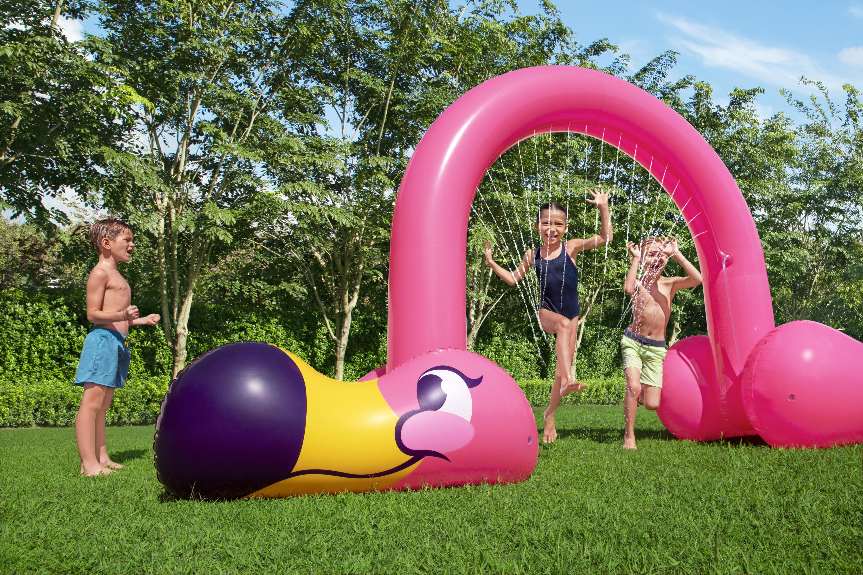 Bestway®  11'2" x 43" x 6'4"/3.40m x 1.10m x 1.93m Jumbo Flamingo Sprinkler