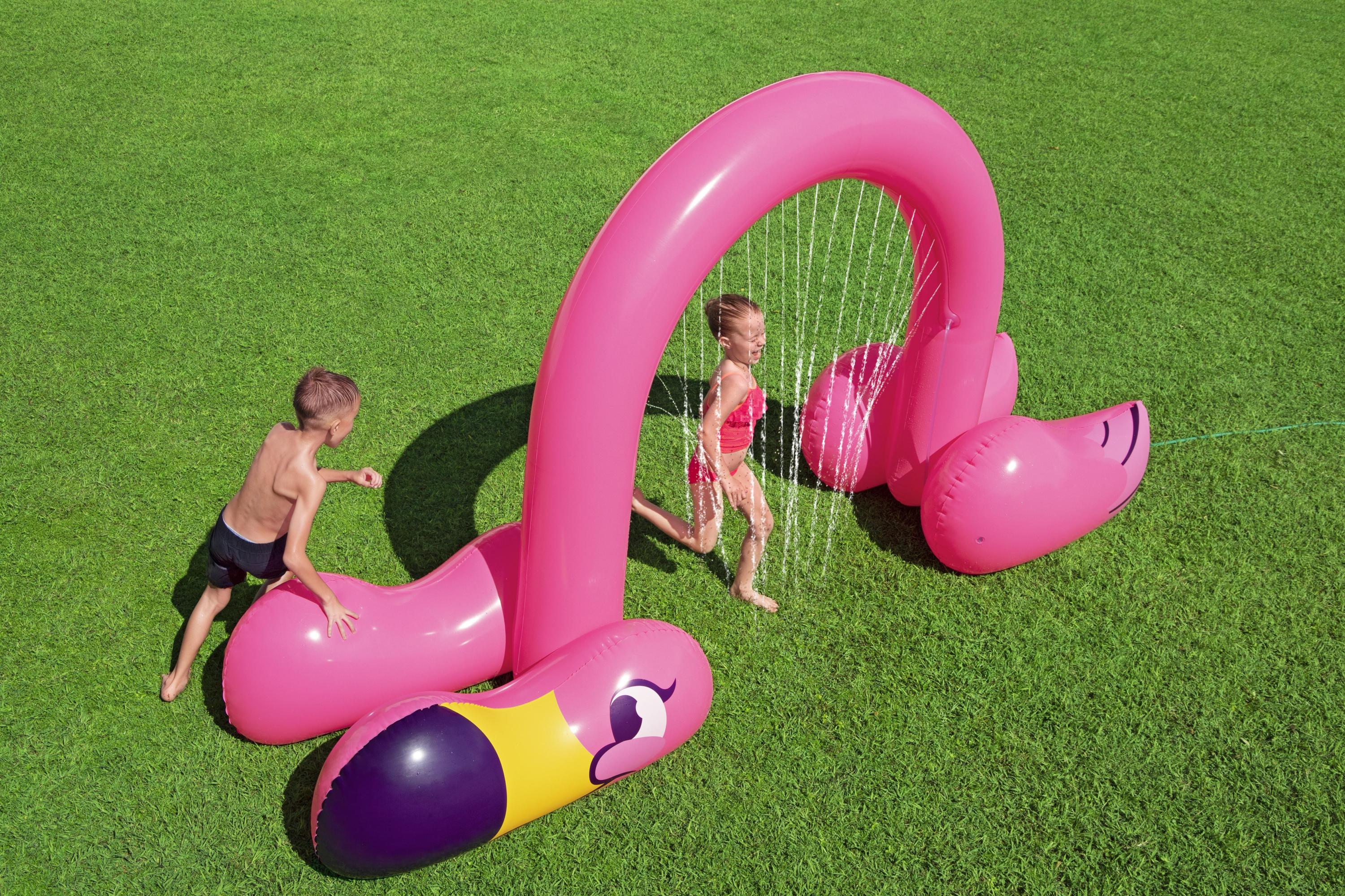 Bestway®  11'2" x 43" x 6'4"/3.40m x 1.10m x 1.93m Jumbo Flamingo Sprinkler