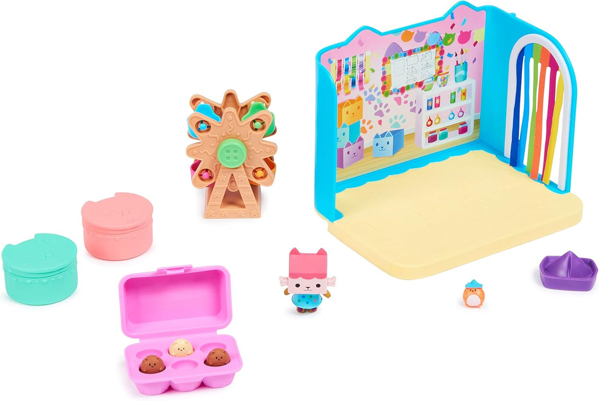 Gabby's Dollhouse, Craft-a-riffic Baby Room with the Cat Character Baby Box, Accessories, Furniture and Boxes with Surprise, for Ages 3+