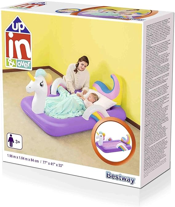 Up, In & Over™     77" x 41" x 33"/1.96m x 1.04m x 84cm DreamChaser Airbed - Unicorn