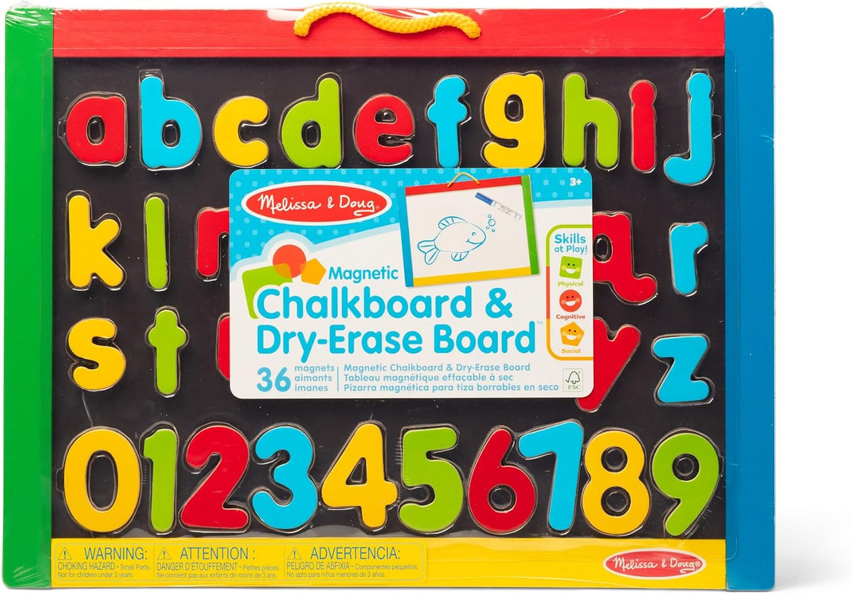 Melissa & Doug Magnetic Chalkboard & Dry-Erase Board – Double-Sided Wooden Art Board