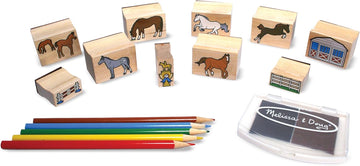 Melissa & Doug Wooden Stamp Activity Set: Horse Stable - 10 Stamps