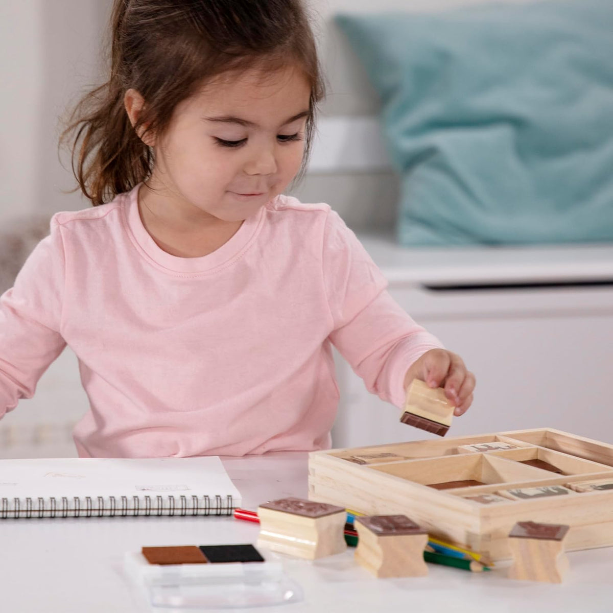 Melissa & Doug Wooden Stamp Activity Set: Horse Stable - 10 Stamps