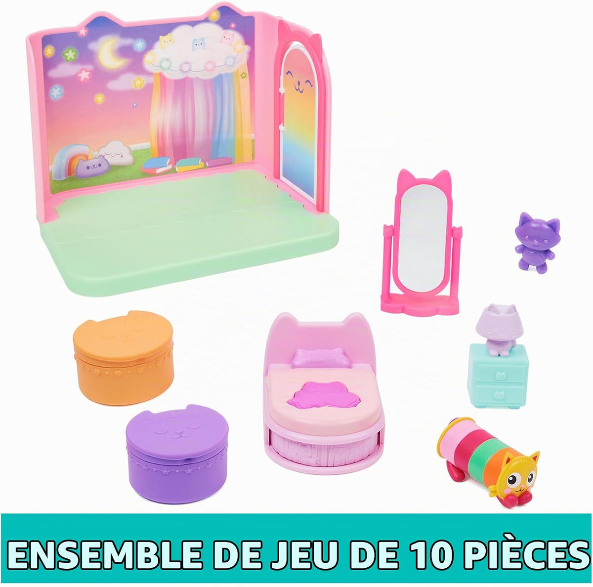 Gabby's Dollhouse Sweet Dreams Bedroom with Cat Pillow and 3 Accessories