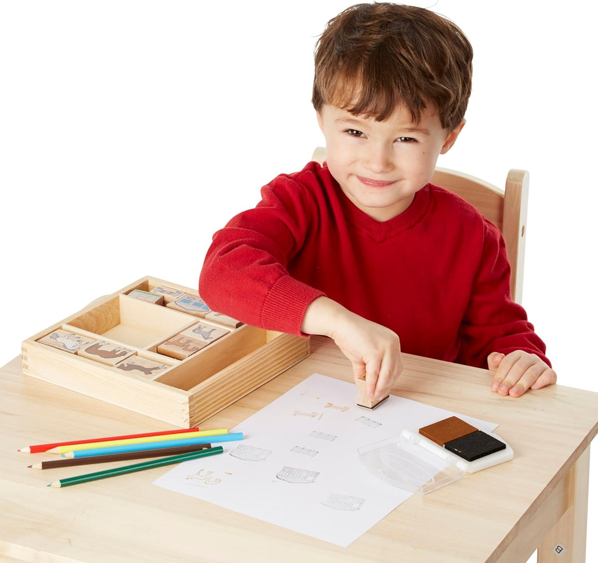 Melissa & Doug Wooden Stamp Activity Set: Horse Stable - 10 Stamps