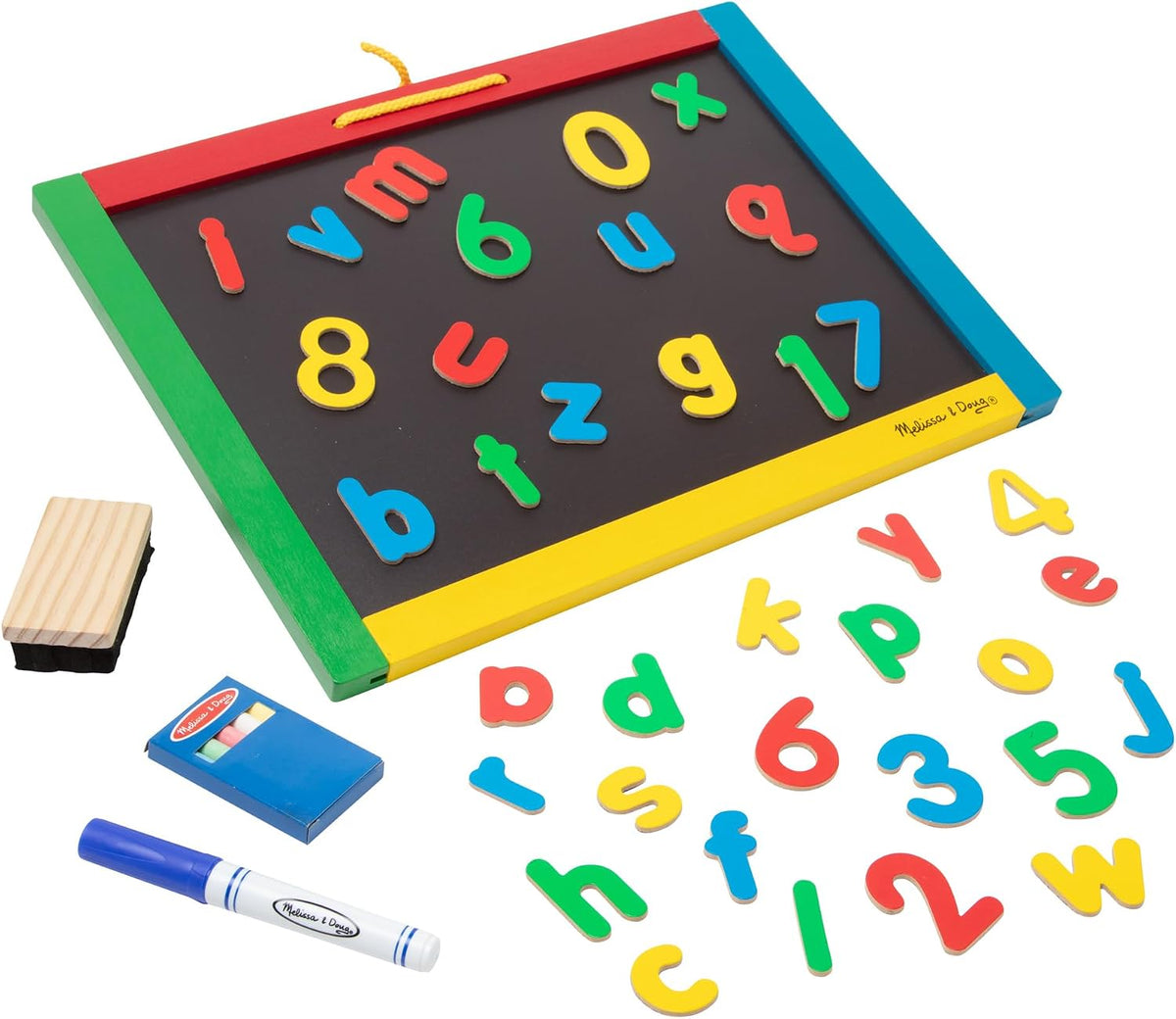 Melissa & Doug Magnetic Chalkboard & Dry-Erase Board – Double-Sided Wooden Art Board