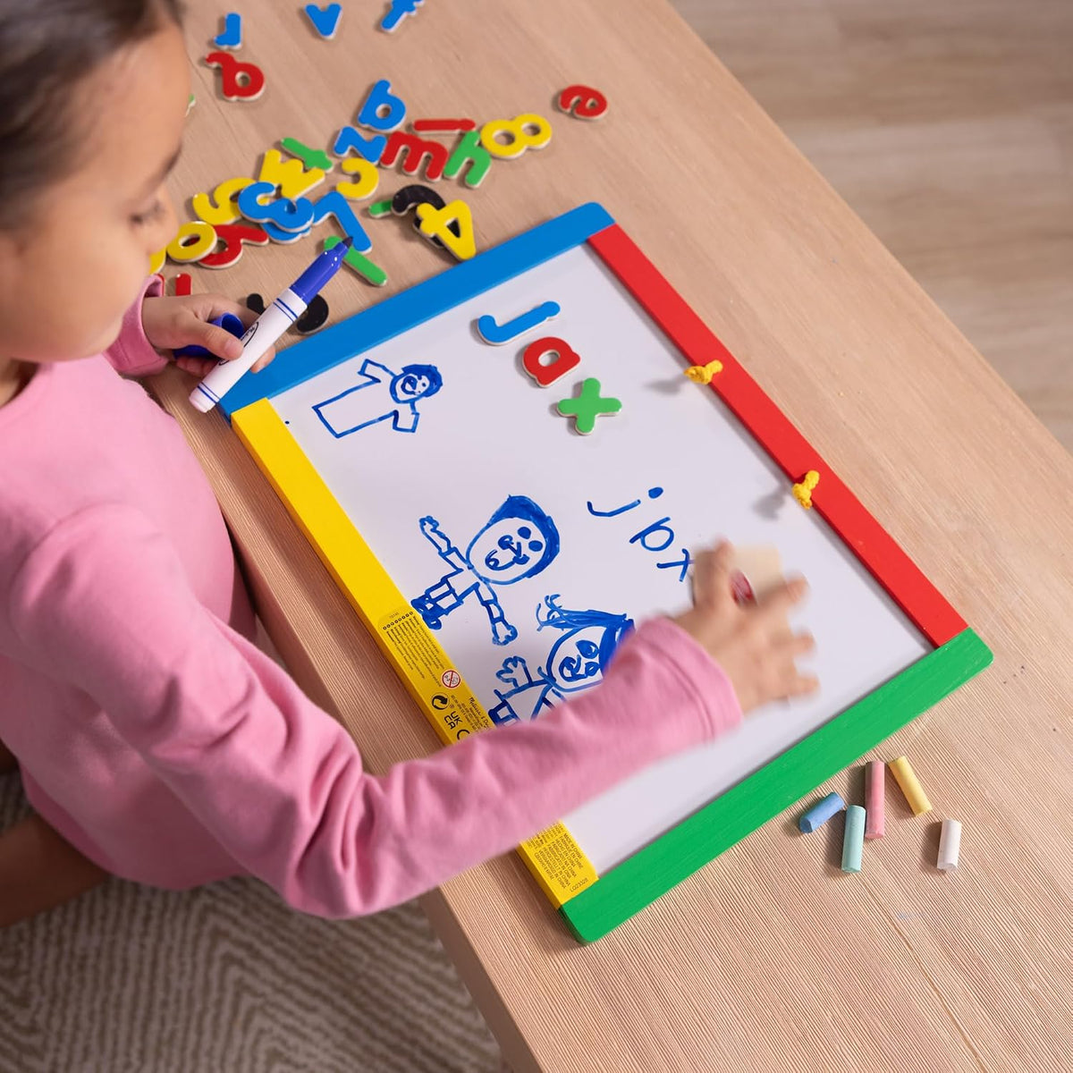 Melissa & Doug Magnetic Chalkboard & Dry-Erase Board – Double-Sided Wooden Art Board