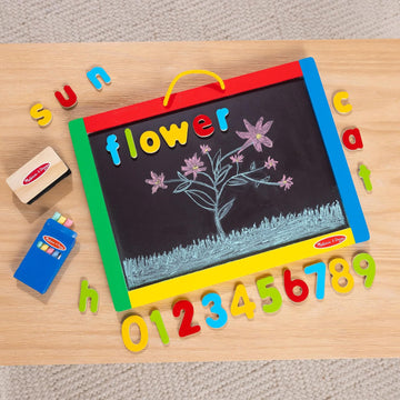 Melissa & Doug Magnetic Chalkboard & Dry-Erase Board – Double-Sided Wooden Art Board