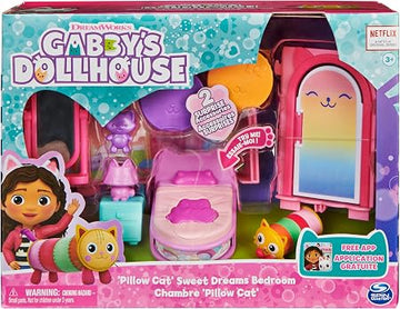 Gabby's Dollhouse Sweet Dreams Bedroom with Cat Pillow and 3 Accessories