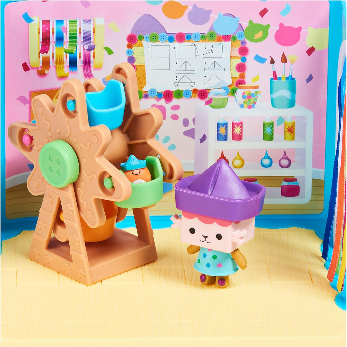 Gabby's Dollhouse, Craft-a-riffic Baby Room with the Cat Character Baby Box, Accessories, Furniture and Boxes with Surprise, for Ages 3+