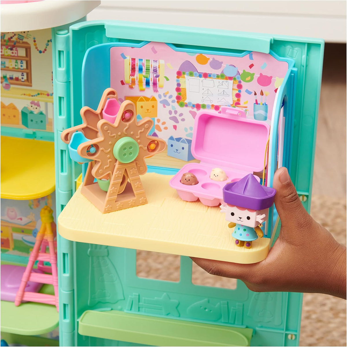 Gabby's Dollhouse, Craft-a-riffic Baby Room with the Cat Character Baby Box, Accessories, Furniture and Boxes with Surprise, for Ages 3+