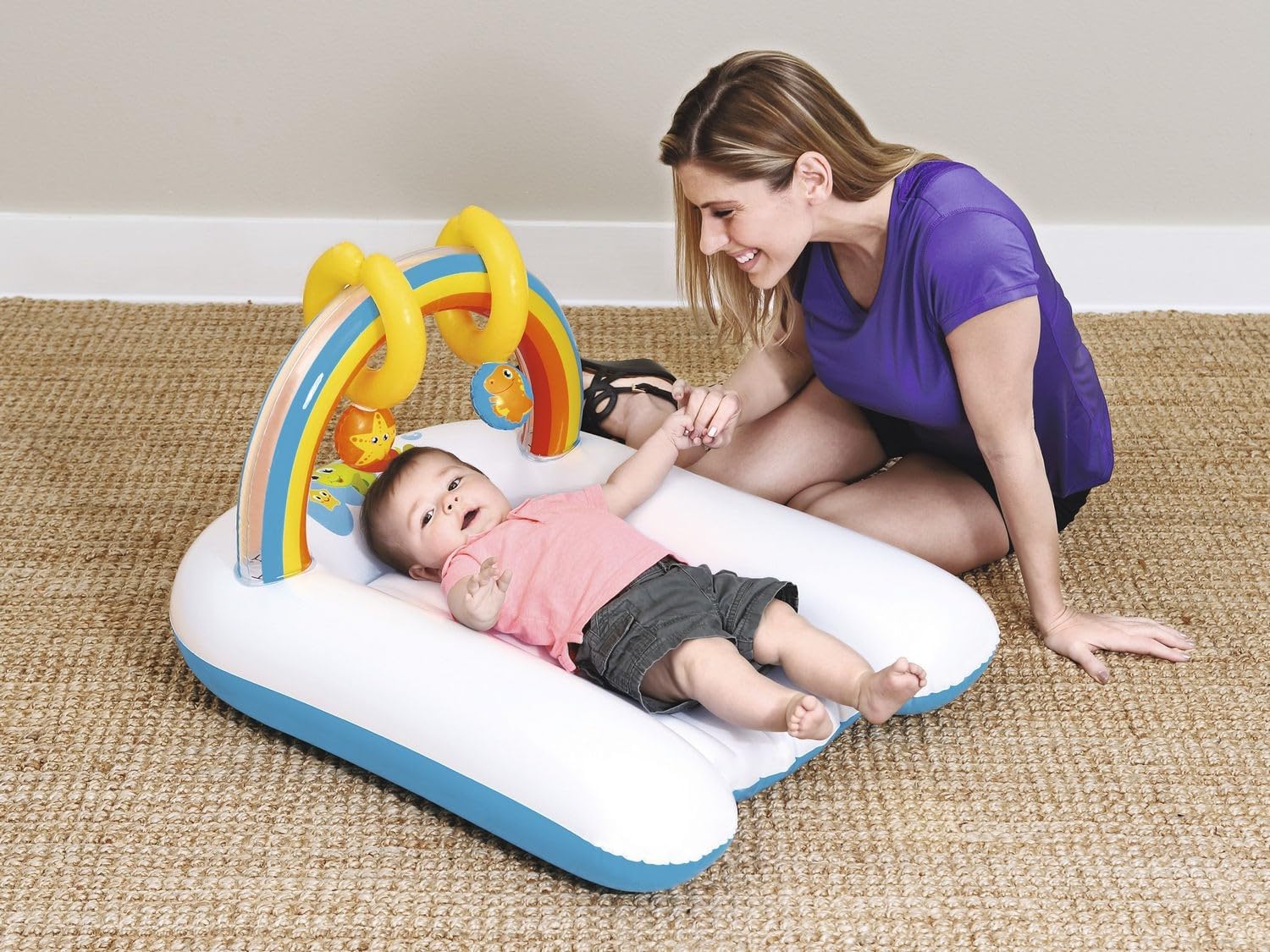 Bestway Up In & Over Inflatable Changing Table - 81 x 63 x 46 cm with Mobile Arch