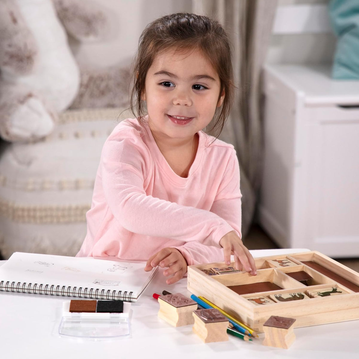 Melissa & Doug Wooden Stamp Activity Set: Horse Stable - 10 Stamps