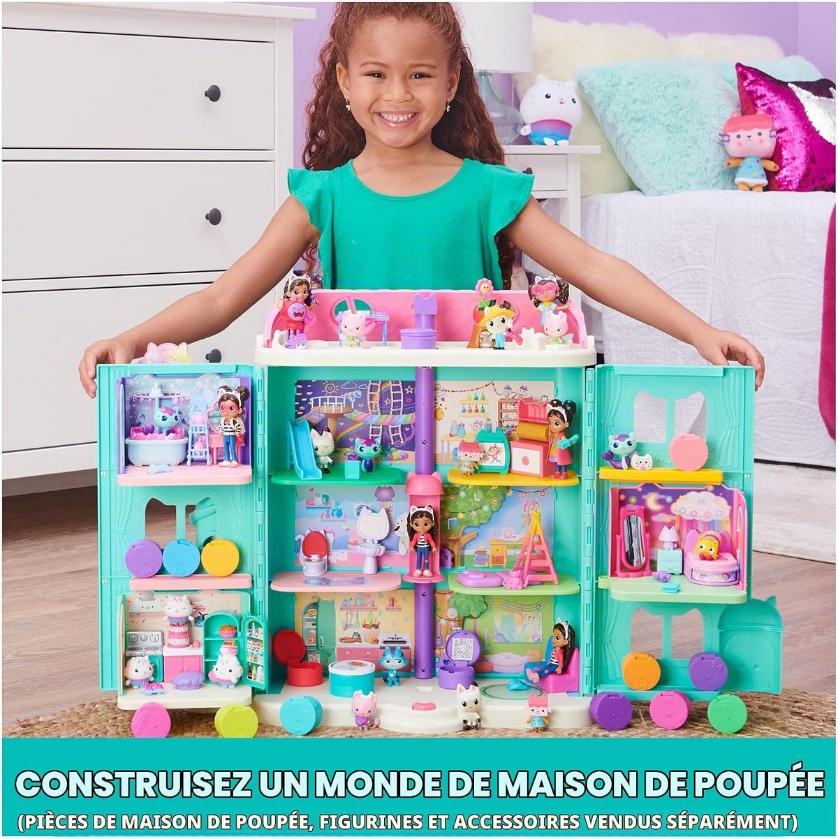Gabby's Dollhouse Sweet Dreams Bedroom with Cat Pillow and 3 Accessories