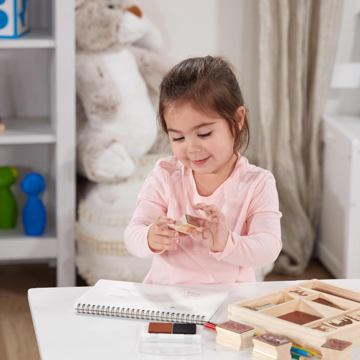 Melissa & Doug Wooden Stamp Activity Set: Horse Stable - 10 Stamps