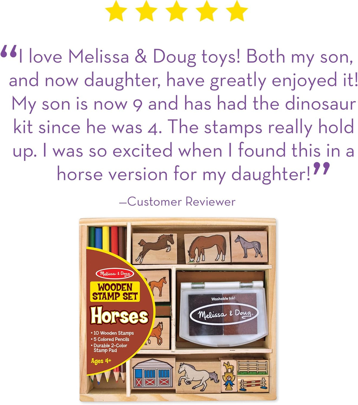 Melissa & Doug Wooden Stamp Activity Set: Horse Stable - 10 Stamps