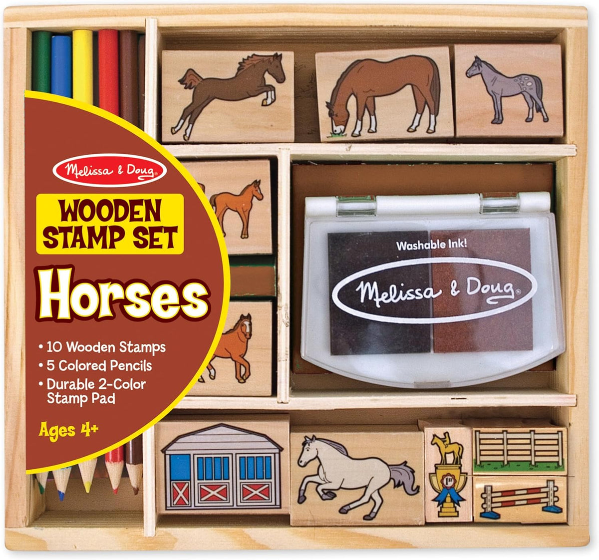 Melissa & Doug Wooden Stamp Activity Set: Horse Stable - 10 Stamps