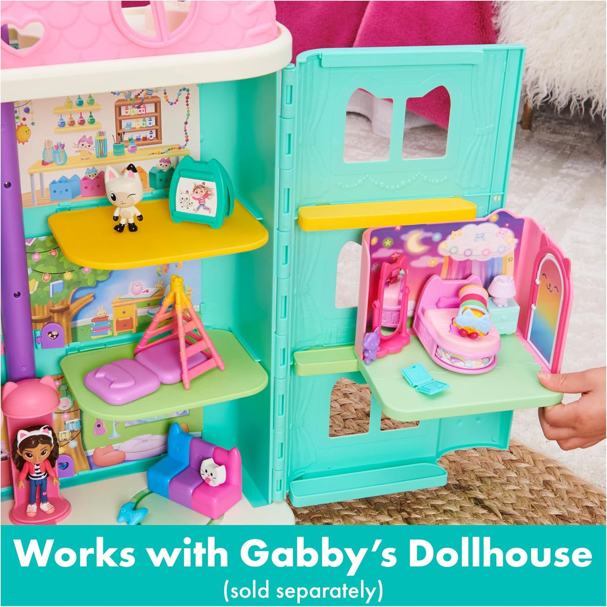 Gabby's Dollhouse Sweet Dreams Bedroom with Cat Pillow and 3 Accessories