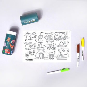 HeyDoodle Mini Reusable Silicone Placemat - Toot Toot Honk