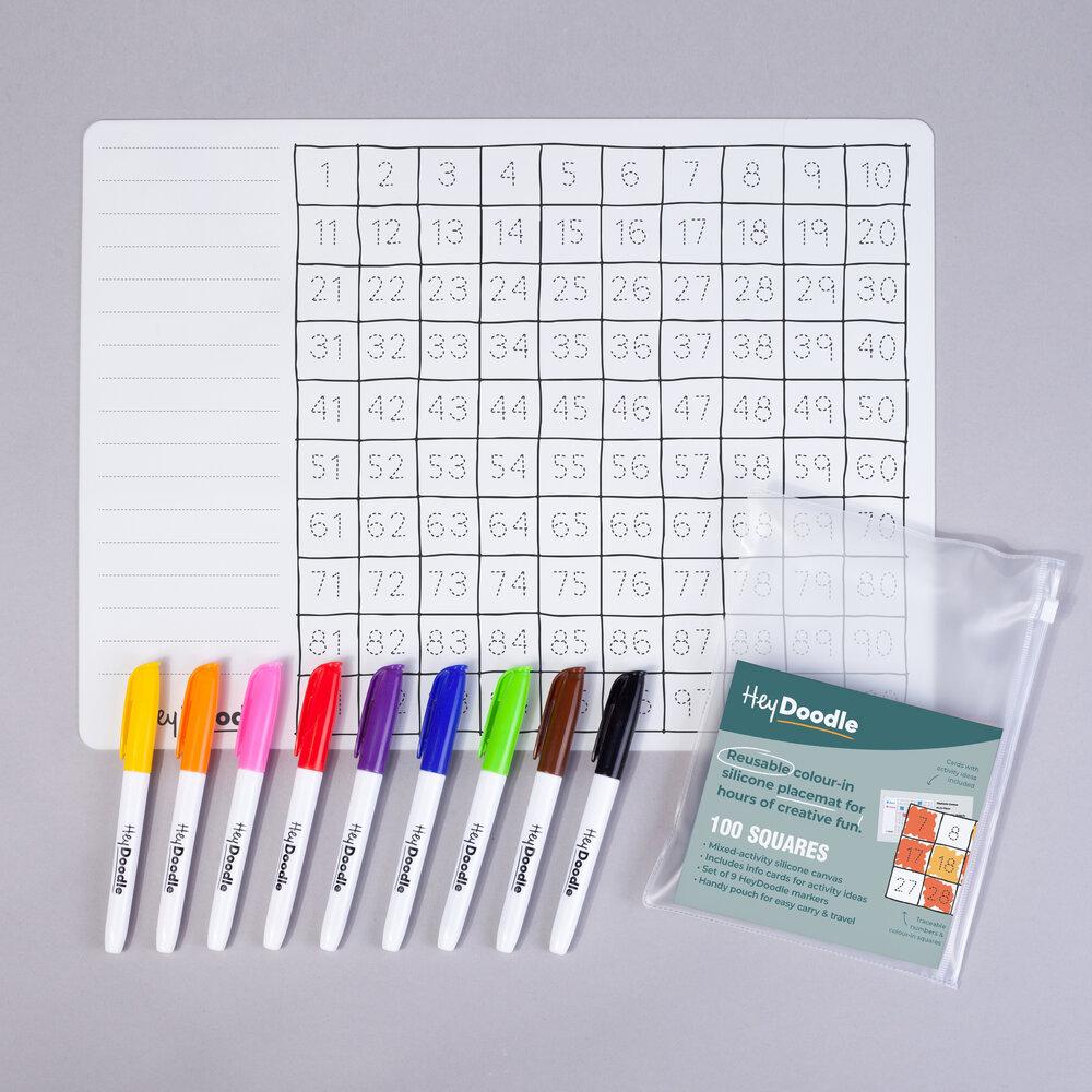 HeyDoodle 100 Squares Silicone Mat Colouring