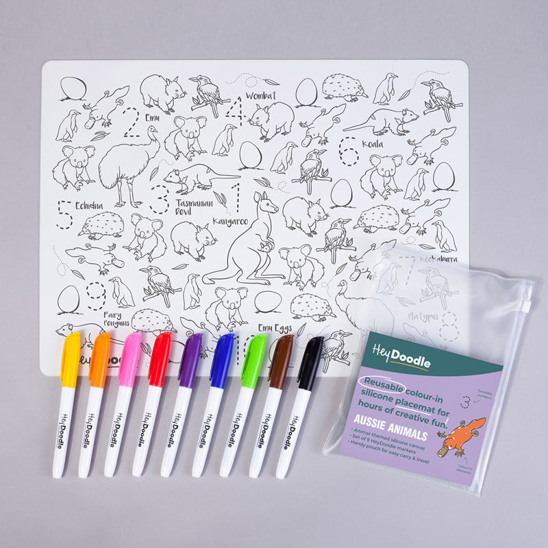 HeyDoodle Aussie Animals Silicone Mat Colouring