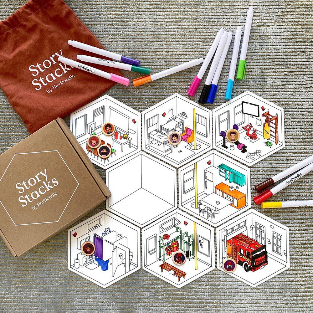 HeyDoodle Story Stacks Fire Station Playscape